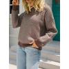 imagechouyatou Womens 2025 Fall Outfits Herringbone Striped Sweater Crewneck Long Sleeve Pullover Jumper TopsCoffee