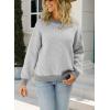 imagechouyatou Womens 2025 Fall Outfits Herringbone Striped Sweater Crewneck Long Sleeve Pullover Jumper TopsLight Grey