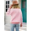 imagechouyatou Womens 2025 Fall Outfits Herringbone Striped Sweater Crewneck Long Sleeve Pullover Jumper TopsPink
