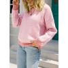 imagechouyatou Womens 2025 Fall Outfits Herringbone Striped Sweater Crewneck Long Sleeve Pullover Jumper TopsPink