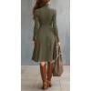 imagechouyatou Womens 2025 Winter Fall Dresses Long Sleeve Semi Formal ALine Rib Knit Midi Long Sweater DressArmy Green