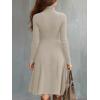 imagechouyatou Womens 2025 Winter Fall Dresses Long Sleeve Semi Formal ALine Rib Knit Midi Long Sweater DressBeige