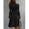 imagechouyatou Womens 2025 Winter Fall Dresses Long Sleeve Semi Formal ALine Rib Knit Midi Long Sweater DressBlack