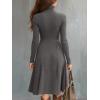 imagechouyatou Womens 2025 Winter Fall Dresses Long Sleeve Semi Formal ALine Rib Knit Midi Long Sweater DressGrey