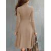 imagechouyatou Womens 2025 Winter Fall Dresses Long Sleeve Semi Formal ALine Rib Knit Midi Long Sweater DressKhaki