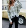 imagechouyatou Womens Cute Y2k Ripped Sweater Frayed VNeck LooseFit Floral Knitted Pullover Crop TopChecked Green