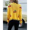 imagechouyatou Womens Cute Y2k Ripped Sweater Frayed VNeck LooseFit Floral Knitted Pullover Crop TopCherry Yellow