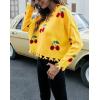 imagechouyatou Womens Cute Y2k Ripped Sweater Frayed VNeck LooseFit Floral Knitted Pullover Crop TopCherry Yellow