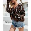 imagechouyatou Womens Cute Y2k Ripped Sweater Frayed VNeck LooseFit Floral Knitted Pullover Crop TopLeopard Coffee