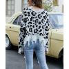 imagechouyatou Womens Cute Y2k Ripped Sweater Frayed VNeck LooseFit Floral Knitted Pullover Crop TopLeopard White