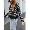 imagechouyatou Womens Cute Y2k Ripped Sweater Frayed VNeck LooseFit Floral Knitted Pullover Crop TopLetter Black