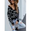 imagechouyatou Womens Cute Y2k Ripped Sweater Frayed VNeck LooseFit Floral Knitted Pullover Crop TopLetter Black