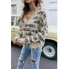 imagechouyatou Womens Cute Y2k Ripped Sweater Frayed VNeck LooseFit Floral Knitted Pullover Crop TopLetter Khaki