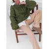imagechouyatou Womens Fall Cable Knit Pullover Sweater Crewneck Loose Chunky Sweater Jumper TopsArmy Green