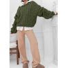 imagechouyatou Womens Fall Cable Knit Pullover Sweater Crewneck Loose Chunky Sweater Jumper TopsArmy Green