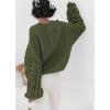 imagechouyatou Womens Fall Cable Knit Pullover Sweater Crewneck Loose Chunky Sweater Jumper TopsArmy Green
