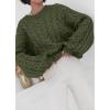 imagechouyatou Womens Fall Cable Knit Pullover Sweater Crewneck Loose Chunky Sweater Jumper TopsArmy Green