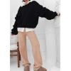 imagechouyatou Womens Fall Cable Knit Pullover Sweater Crewneck Loose Chunky Sweater Jumper TopsBlack
