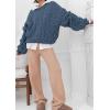 imagechouyatou Womens Fall Cable Knit Pullover Sweater Crewneck Loose Chunky Sweater Jumper TopsBlue