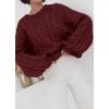 imagechouyatou Womens Fall Cable Knit Pullover Sweater Crewneck Loose Chunky Sweater Jumper TopsBrick Red