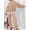 imagechouyatou Womens Fall Cable Knit Pullover Sweater Crewneck Loose Chunky Sweater Jumper TopsCamel