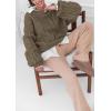 imagechouyatou Womens Fall Cable Knit Pullover Sweater Crewneck Loose Chunky Sweater Jumper TopsGreenish Khaki