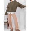 imagechouyatou Womens Fall Cable Knit Pullover Sweater Crewneck Loose Chunky Sweater Jumper TopsGreenish Khaki