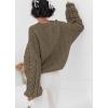 imagechouyatou Womens Fall Cable Knit Pullover Sweater Crewneck Loose Chunky Sweater Jumper TopsGreenish Khaki