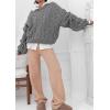 imagechouyatou Womens Fall Cable Knit Pullover Sweater Crewneck Loose Chunky Sweater Jumper TopsGrey