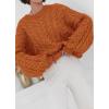 imagechouyatou Womens Fall Cable Knit Pullover Sweater Crewneck Loose Chunky Sweater Jumper TopsOrange