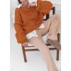 imagechouyatou Womens Fall Cable Knit Pullover Sweater Crewneck Loose Chunky Sweater Jumper TopsOrange