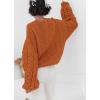 imagechouyatou Womens Fall Cable Knit Pullover Sweater Crewneck Loose Chunky Sweater Jumper TopsOrange