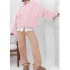 imagechouyatou Womens Fall Cable Knit Pullover Sweater Crewneck Loose Chunky Sweater Jumper TopsPink