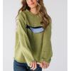 imagechouyatou Womens Fall Graphic Chunky Knit Pullover Sweater Cute Y2K Curled Crewneck Oversized Sweater TopGreen