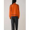 imagechouyatou Womens Fall Turtleneck Sweater Contrast Ribbed Knit Jumper Pullover Tops Casual Loose KnitwearOrange