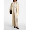 imagechouyatou Womens Rib Knit Long Sweater Cardigan Notched Collar Open Front Blazer Sweater Coat OuterwearBeige