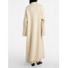 imagechouyatou Womens Rib Knit Long Sweater Cardigan Notched Collar Open Front Blazer Sweater Coat OuterwearBeige