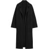 imagechouyatou Womens Rib Knit Long Sweater Cardigan Notched Collar Open Front Blazer Sweater Coat OuterwearBlack