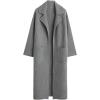 imagechouyatou Womens Rib Knit Long Sweater Cardigan Notched Collar Open Front Blazer Sweater Coat OuterwearGrey