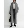imagechouyatou Womens Rib Knit Long Sweater Cardigan Notched Collar Open Front Blazer Sweater Coat OuterwearGrey