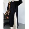 imagechouyatou Womens Sexy High Slit Long Sweaters Casual Crewneck Slouchy Tunic Sweater Pullover Knit Jumper TopsBlack