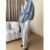 imagechouyatou Womens Shawl Collar Open Front Sweater Cardigan Chunky Knit Kimono Coat Outerwear with BeltGrey