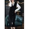 imagechouyatou Womens Sweater Vest Long Dress Elegant Below Knee Knitted Overall Dress Sleeveless Jumper Midi DressBlack