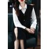 imagechouyatou Womens Sweater Vest Long Dress Elegant Below Knee Knitted Overall Dress Sleeveless Jumper Midi DressBlack