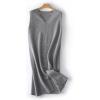 imagechouyatou Womens Sweater Vest Long Dress Elegant Below Knee Knitted Overall Dress Sleeveless Jumper Midi DressGray
