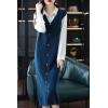 imagechouyatou Womens Sweater Vest Long Dress Elegant Below Knee Knitted Overall Dress Sleeveless Jumper Midi DressNavy Blue