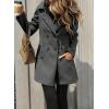 imagechouyatou Womens Winter Double Breasted Hooded Wool Coat Notch Collar Trench Coat PeacoatDark Grey