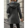imagechouyatou Womens Winter Double Breasted Hooded Wool Coat Notch Collar Trench Coat PeacoatDark Grey