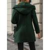 imagechouyatou Womens Winter Double Breasted Hooded Wool Coat Notch Collar Trench Coat PeacoatGreen