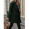 imagechouyatou Womens Winter Double Breasted Hooded Wool Coat Notch Collar Trench Coat PeacoatGreen